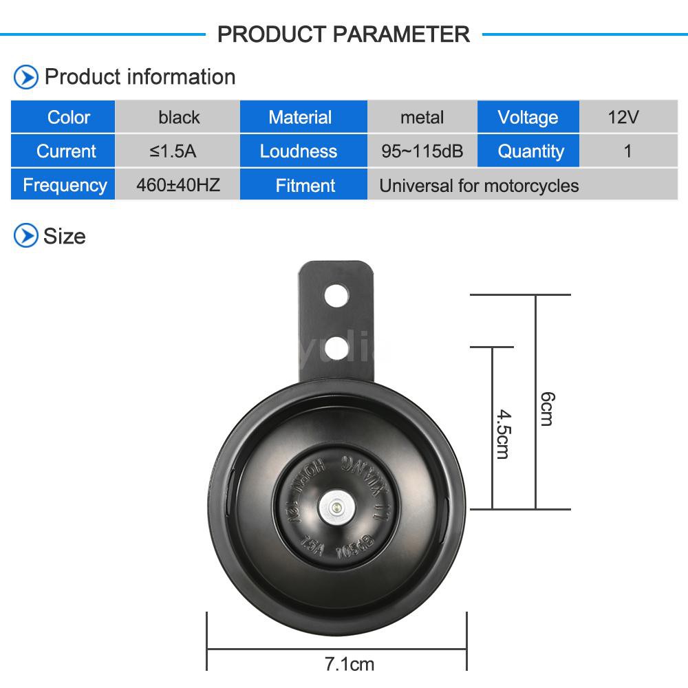 1 Còi Báo Động 12v / 105 Db Màu Đen Chống Thấm Nước Cho Xe Mô Tô