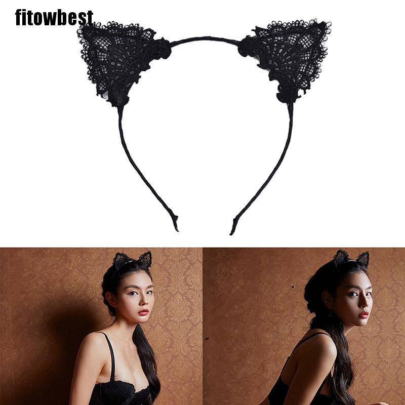 Cài tóc tai mèo phối ren dễ thương gợi cảm cho nữ