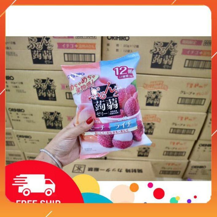 Thạch trái cây Orihiro Nhật Bản [LOẠI TO] có 5 vị, gói 240g có 12 cái