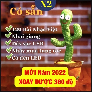 Xương rồng nhảy múa  xoay 360°, NHẠC VIỆT, có ghi âm NHẠI GIỌNG. Có Xạc USB