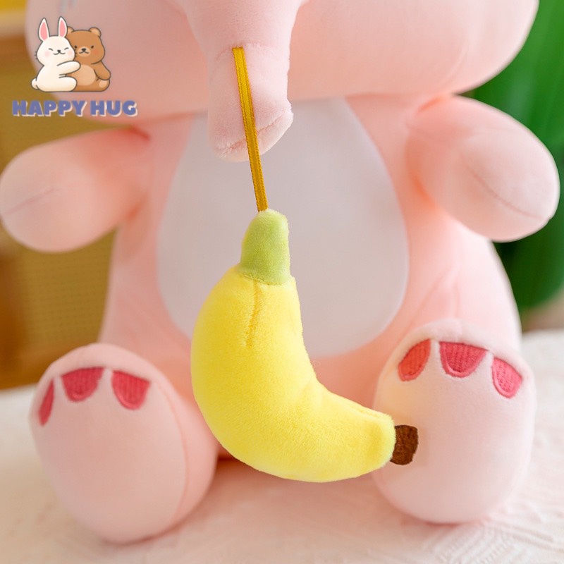 Gấu Bông Voi đeo trái chuối siêu dễ thương, vỏ nhung mịn nhồi gòn cao cấp - Happy Hug