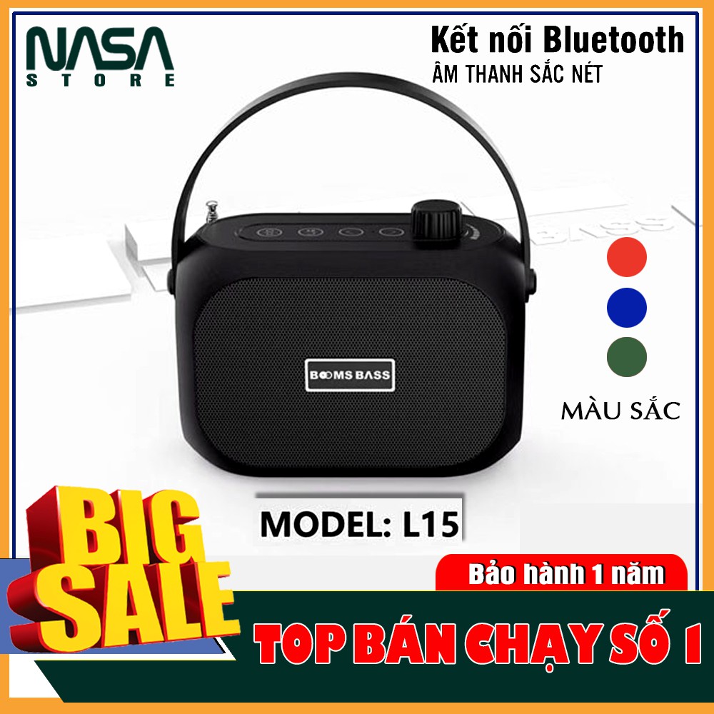 Loa Bluetooth L15 thuong hiệu BOOMBASS, Chất Lượng Âm Thanh Đỉnh Cao - Kiểu Dáng Cổ Điển - BẢO HÀNH ĐỔI MỚI