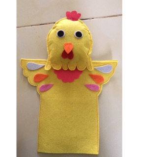 Rối bàn tay hình gà trống (mặt nhồi bông)