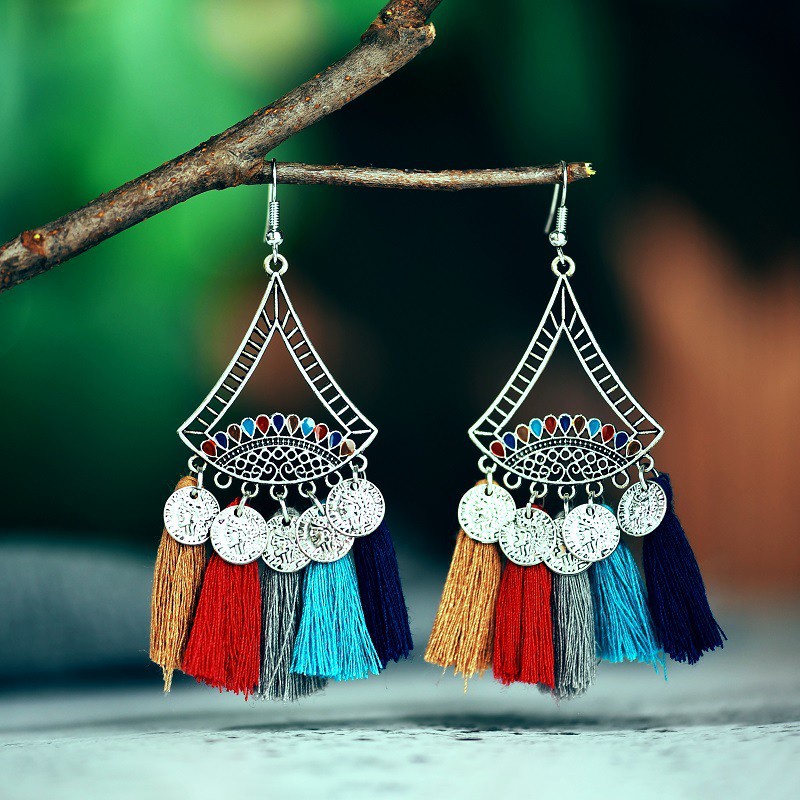 Khuyên tai tua rua bông tai boho nữ phong cách Âu Mỹ - Mã HT023
