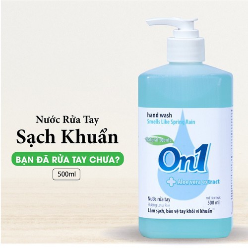 COMBO 2 chai Nước rửa tay sạch khuẩn On1 500ml hương BamBoo Charcoal và Lotus Rice