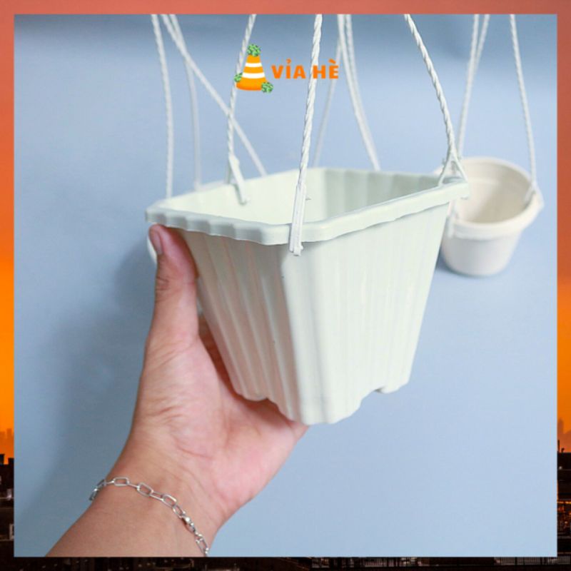 Chậu nhựa trồng sen đá xương rồng màu trắng nhiều size giá không móc