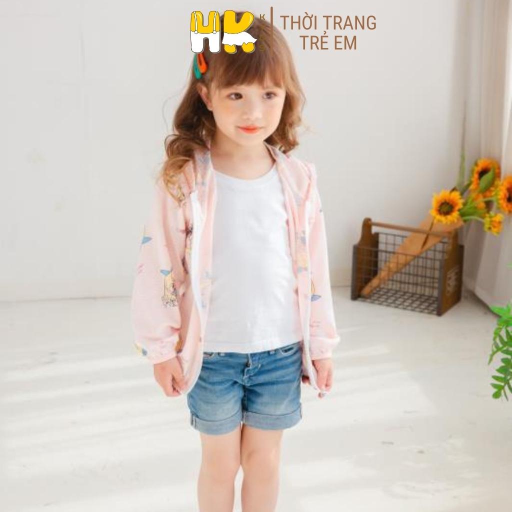 Áo chống nắng cho bé HK KIDS, áo khoác mỏng chống nắng kèm mũ chất cotton sợi tre mềm mát size từ 1 đến 6 tuổi