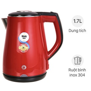 Ấm Đun Siêu Tốc Inox 304 2 lớp cách nhiệt Mishio MK259 1500W Bảo Hành Chính Hãng 12 Tháng