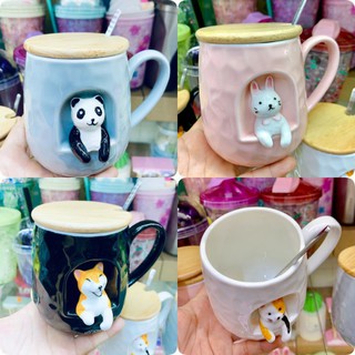 Ly sứ mẫu Shiba/Panda/Mèo/Thỏ cute dung tích 300ml