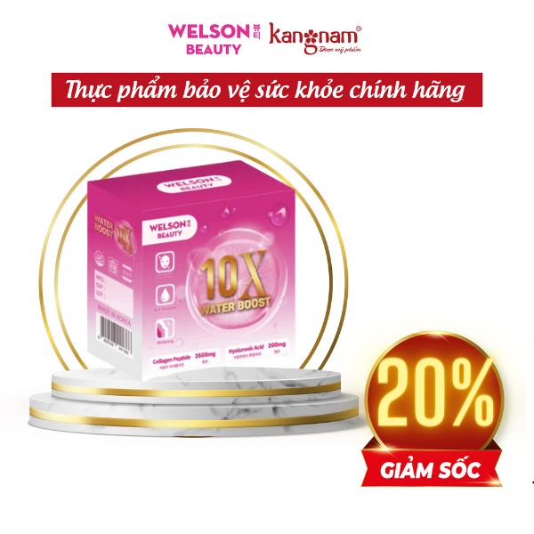 Nước Uống Bổ Sung Collagen và Cấp Ẩm Welson 10x Water Boost Hộp 6 chai x 50ml chính hãng Hàn Quốc