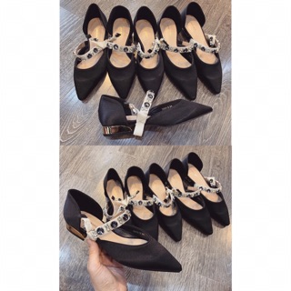 Giày bệt zara lụa quai đá fullbox