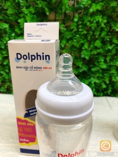 (Tặng thêm 1 núm) Bình sữa cổ rộng Dolphin 200ml/300ml
