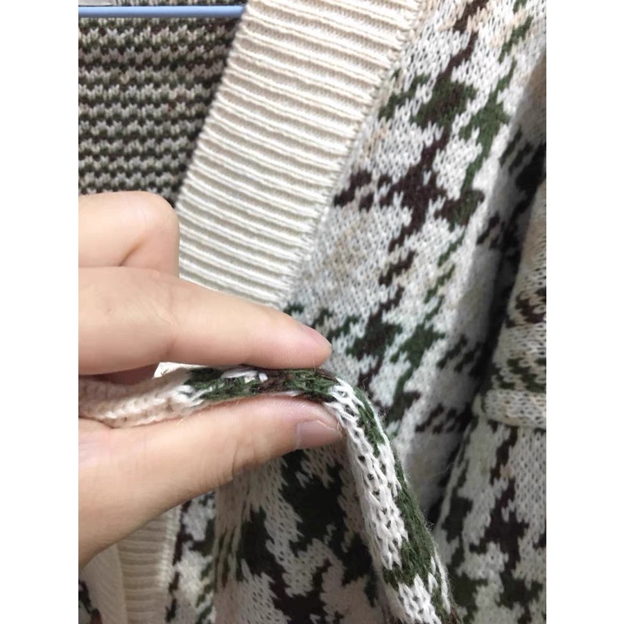 Áo khoác len Cadigan họa tiết houndstooth, áo len khoác ngoài Cảdigan - AC-G04