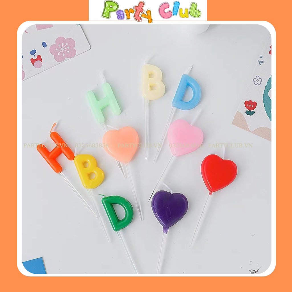 Nến trang trí bánh kem sinh nhật chữ HBD - Happy Birth Day