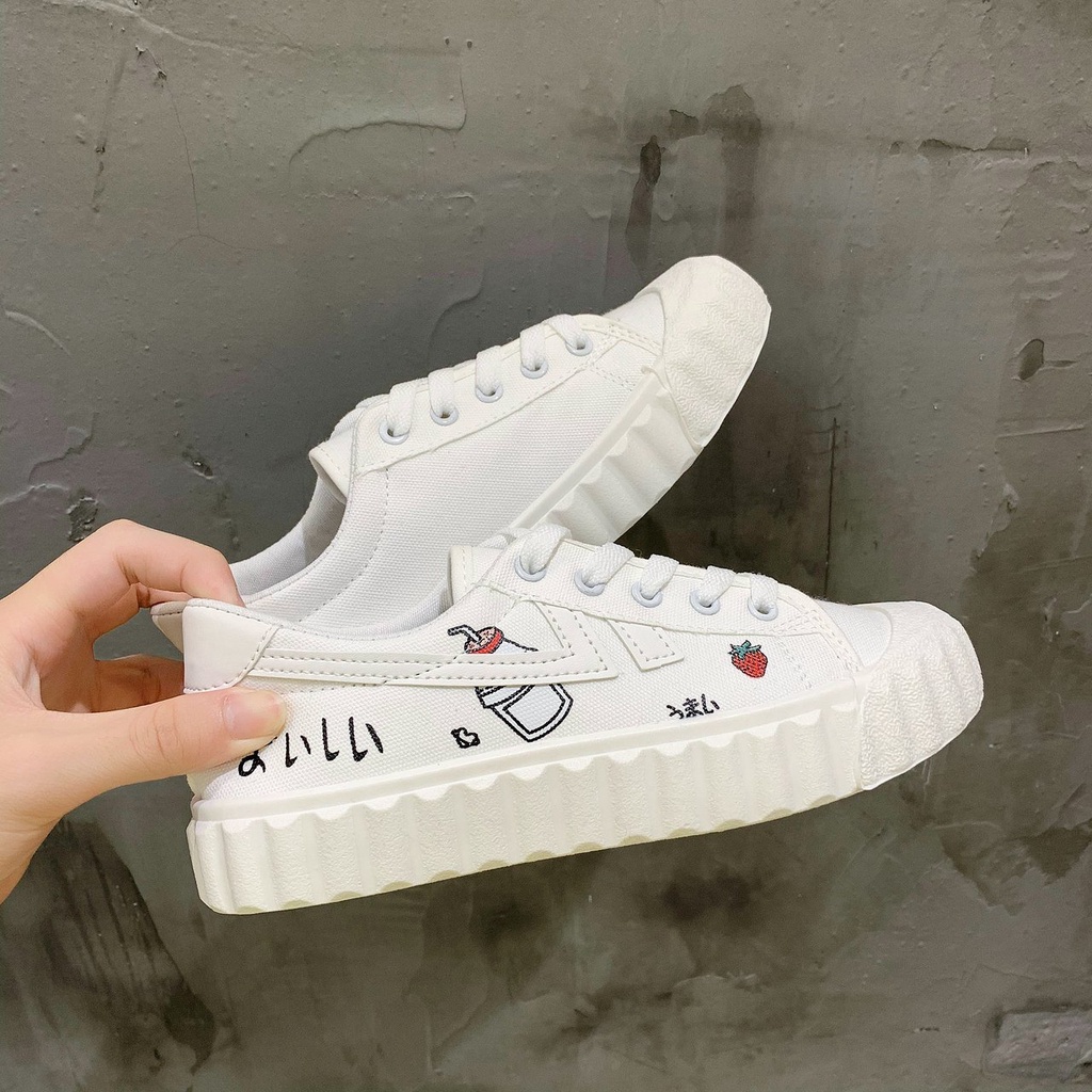 Giày bata bằng vải Canvas họa tiết graffiti hợp thời trang cho nữ | BigBuy360 - bigbuy360.vn
