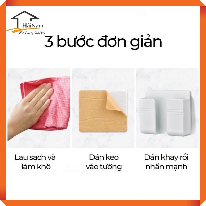 [SALE] Kệ Dán Tường Để Remote, Đồ Dùng/ Giá Đỡ Sạc Điện Thoại - Có Móc Treo Giữ Dây Điện