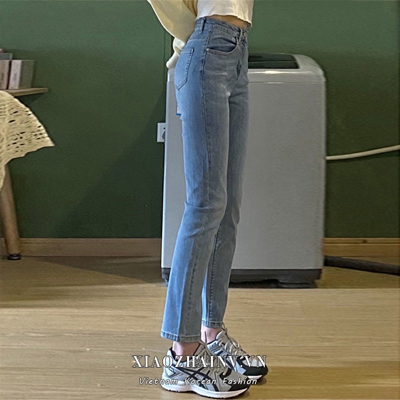 Xiaozhainv Quần jean dài ống suông lưng cao thời trang dành cho nữ | BigBuy360 - bigbuy360.vn