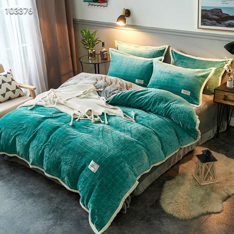 Bộ chăn ga gối nỉ nhung tăm cao cấp phối màu  sang chảnh, đủ siz 1m6 x 2m , 1m8 x 2m , 2m x 2m2 - loại 1