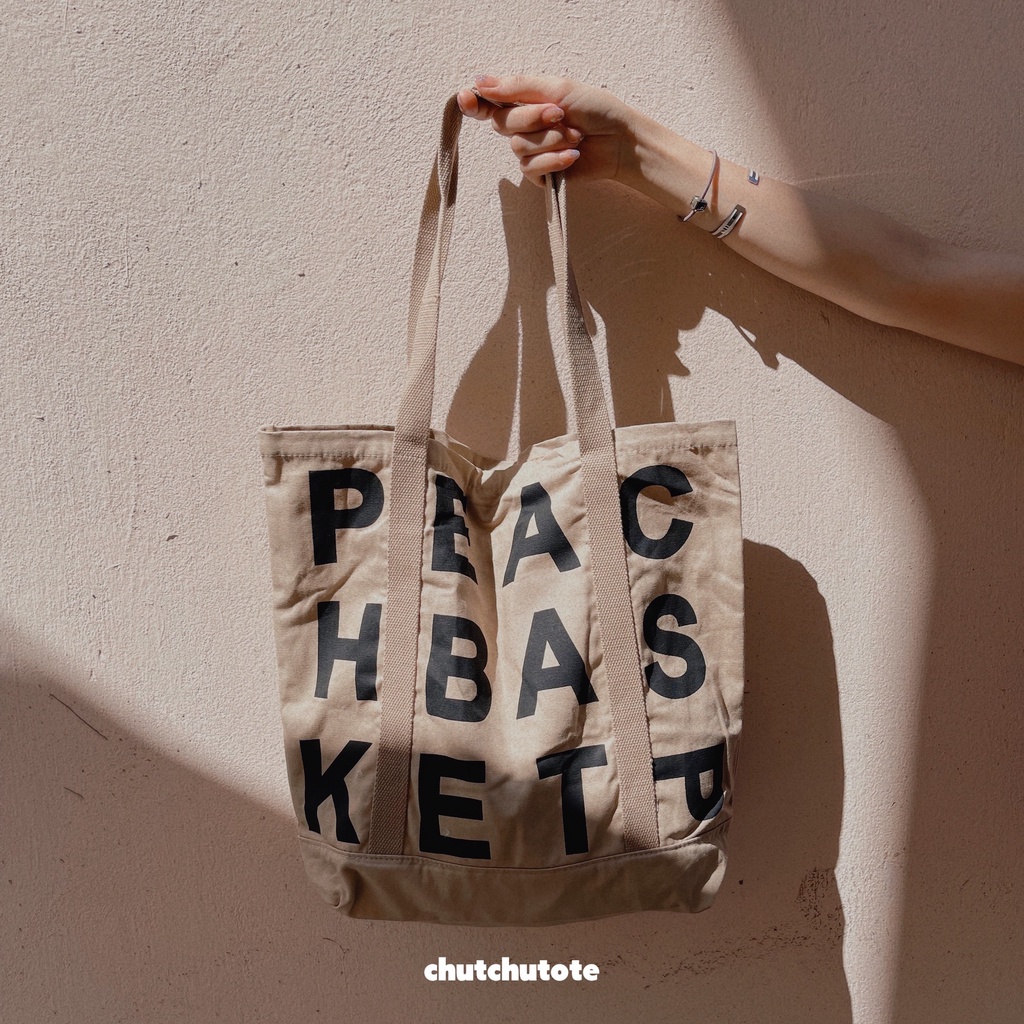 T265/ Túi Vải Tote Thời Trang Vintage Peach Basket Phiên Bản Giới Hạn