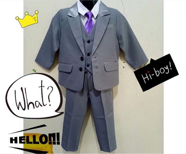 Bộ đồ vest màu xám cho bé trai