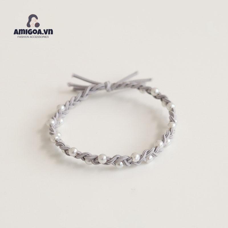 ✨✨Dây buộc tóc cao su bện ba sợi màu kẹo ngọc trai cho nữ