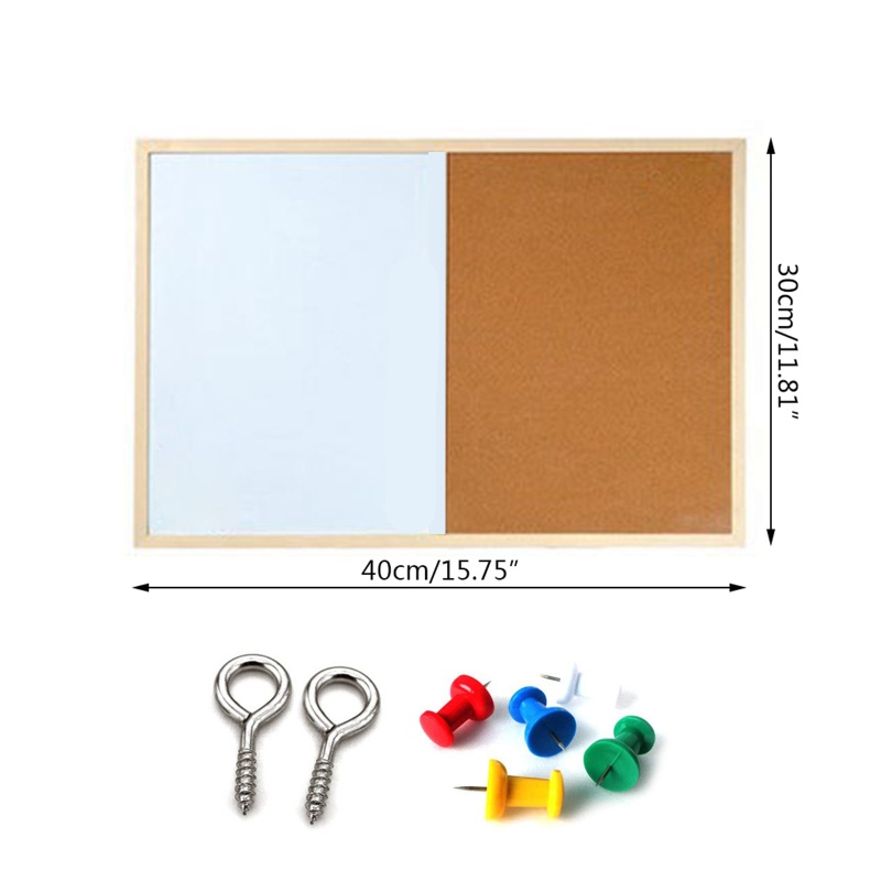 Bảng tin gỗ bần kết hợp bảng bút lông trắng từ tính có khung gỗ