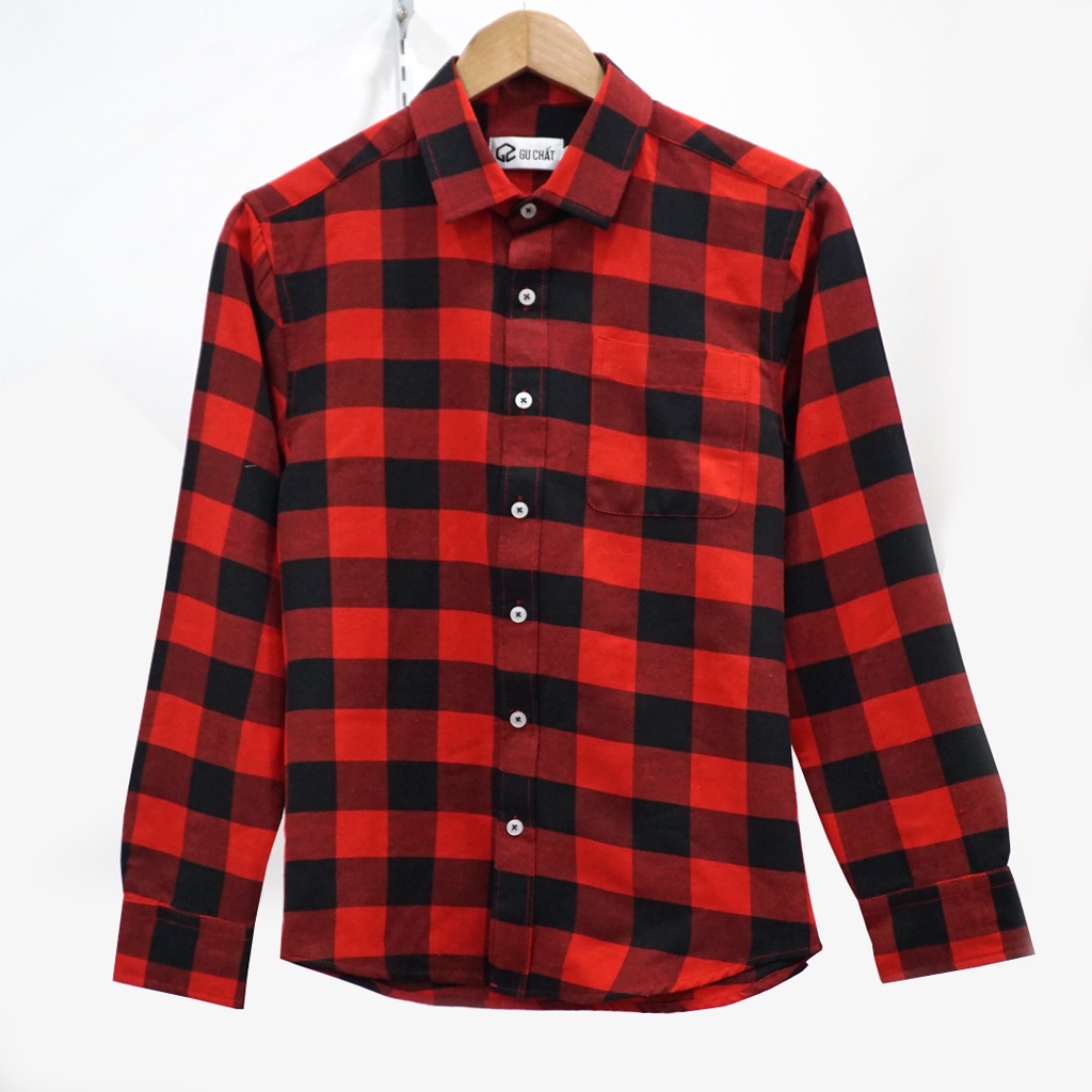Áo Sơ Mi Nam Dài Tay Kẻ Caro GU CHẤT ,Chất Cotton Mát Mùa Hè GUSM08