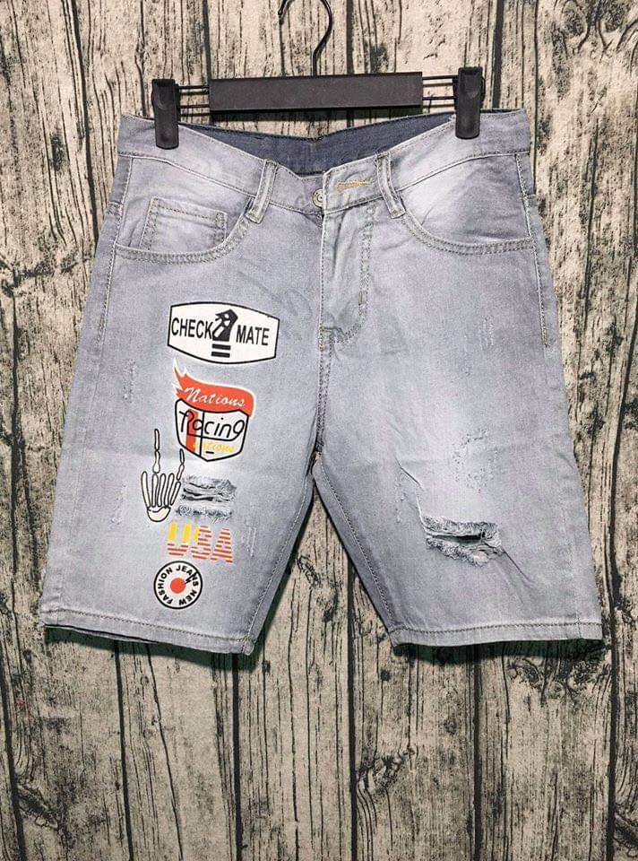 Quần short jean nam in logo hàng xịn rách sướt thời trang cao cấp hàng chuẩn shop KAYTA-FASHION