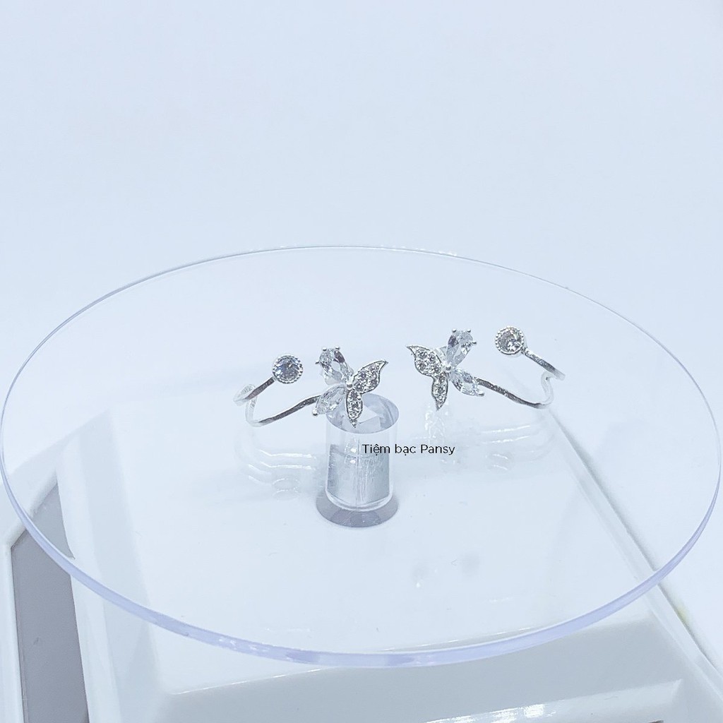 Bông tai bạc đeo vành tai cho nữ kiểu dáng cánh bướm, khuyên tai nữ bạc ta 925 sáng đẹp