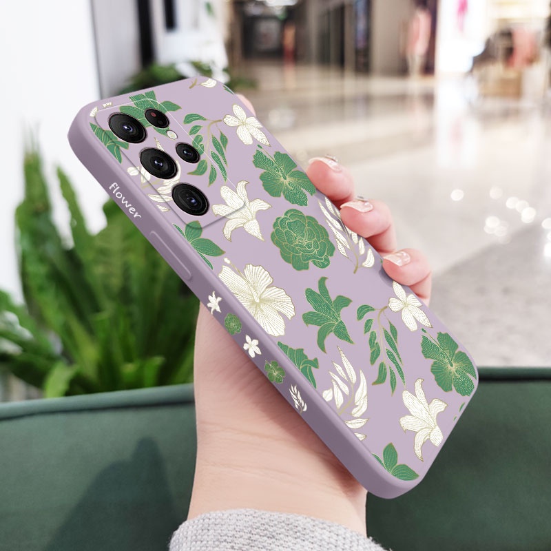 Bao Da Điện Thoại Họa Tiết Hoa Tự Nhiên Cho samsung galaxy s23 s22 fe ultra plus Ốp