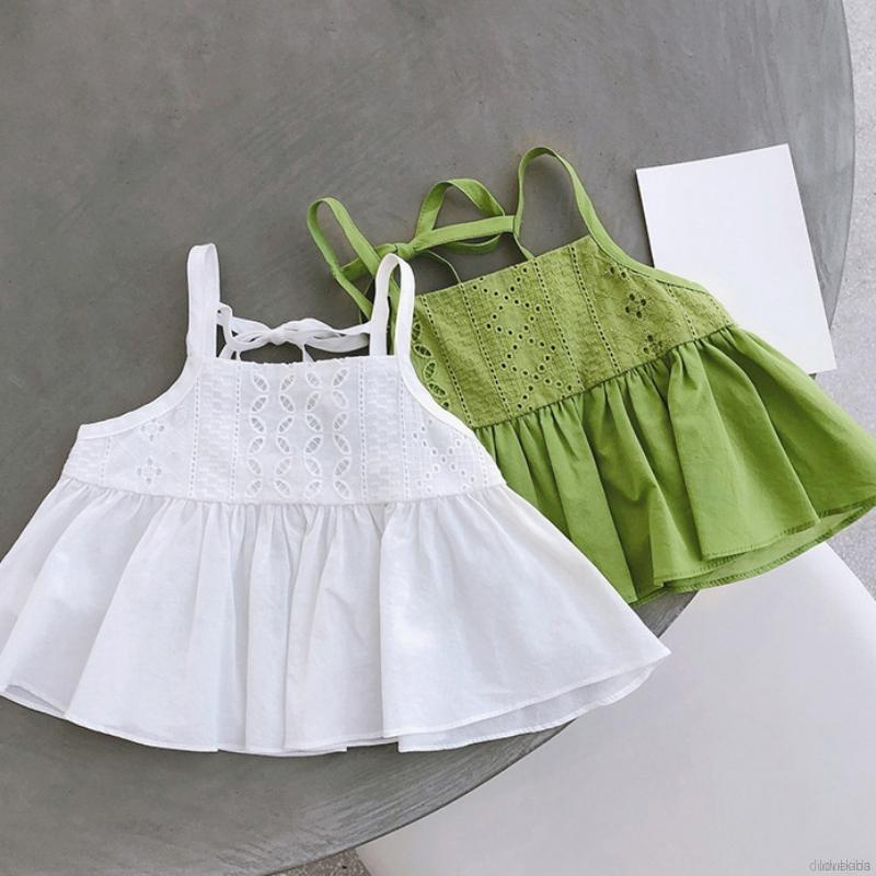 Áo kiểu màu trơn mềm thoáng khí phong cách hè cho bé gái