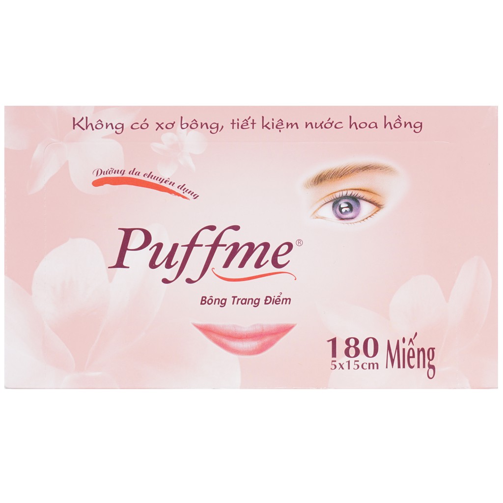 Bông trang điểm Puffme dưỡng da chuyên dụng hộp 180 miếng
