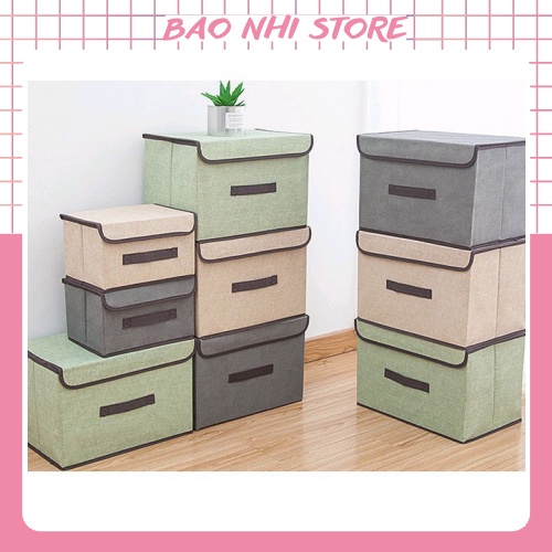 Combo 2 hộp vải đựng đồ thùng đựng quần áo đồ lót đồ chơi đa năng bằng vải cứng cắp có nắp đậy 88188 BẢO NHI SHOP