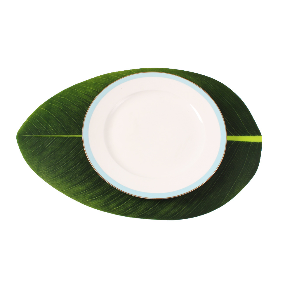 High Artificial Plants Banana Leaf Placemat Tropical Rainforest Theme Table Mat Coaster Waterproof Oilproof Decorative Dinner Mats