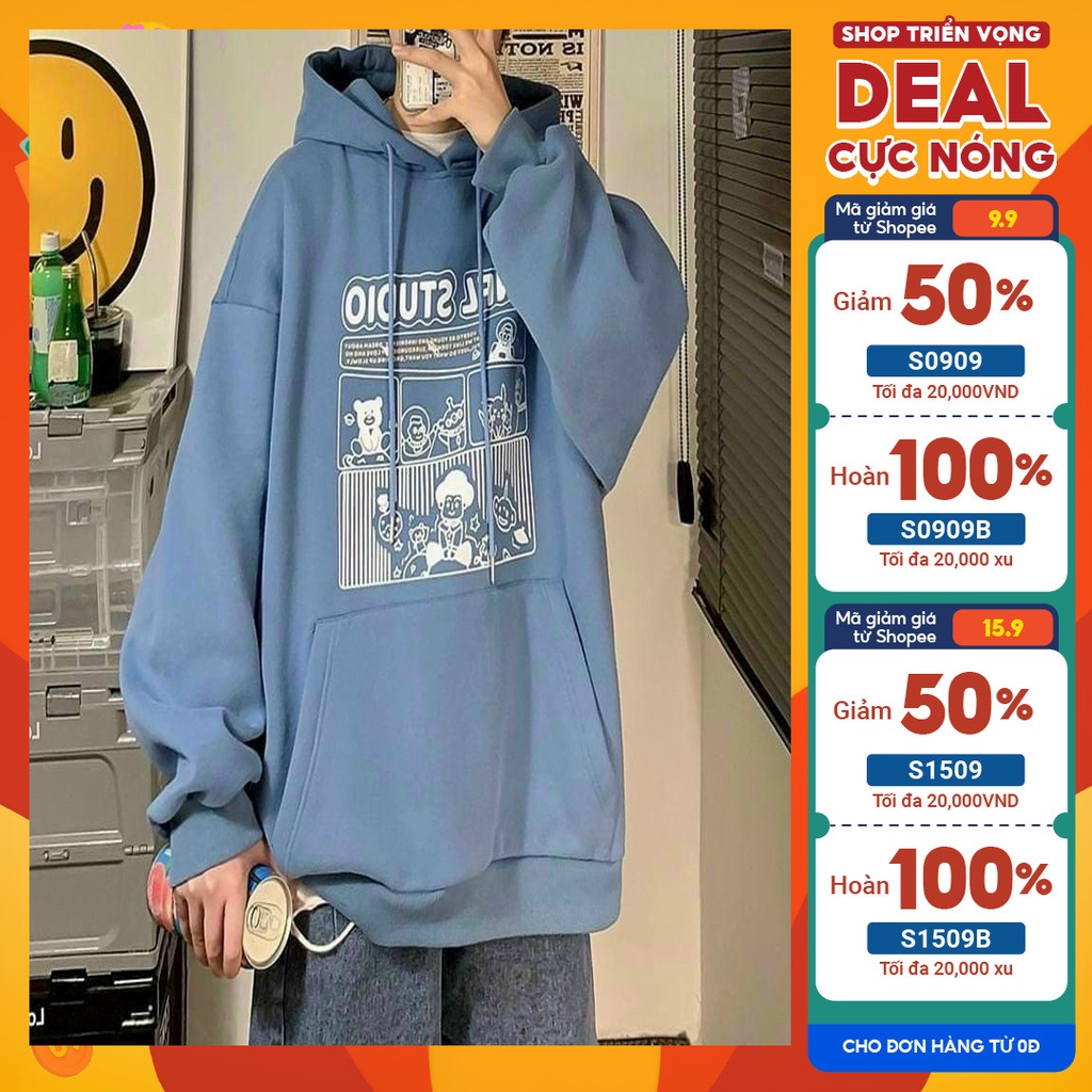 áo hoodie unisex form rộng chất nỉ mềm mịn in UNFL Studio 314onthetrending