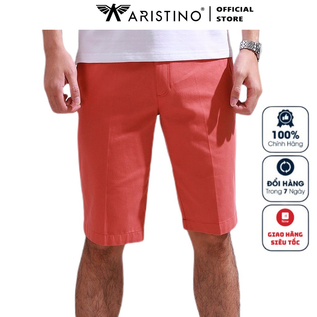 Quần Short Nam Aristino ASO048S8 Quần Short Kaki Màu Cam Dáng Regular Fit
