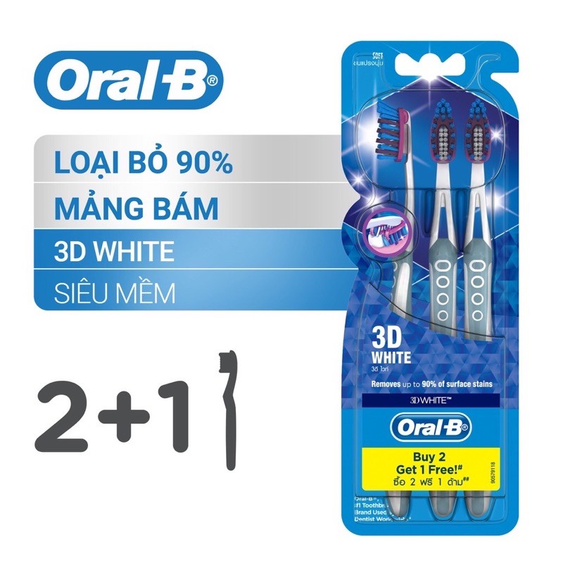Bàn Chải Oral B 3D White/ Ultrathin/ Pro-health/ Dual Clean/ Easy Clean (3 Chiếc/ Vỉ)