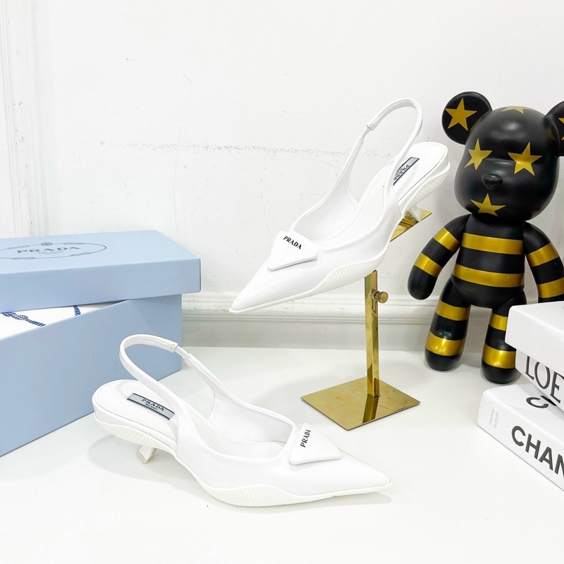 Sandal prd mũi nhọn gót nhú da trơn fullbox