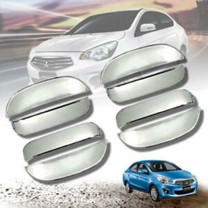 Bệ bước chân, nẹp bước chân inox trong ngoài, chén hõm cửa, ốp tay, nắp xăng xe Mitsubishi Attrage 2015-2019