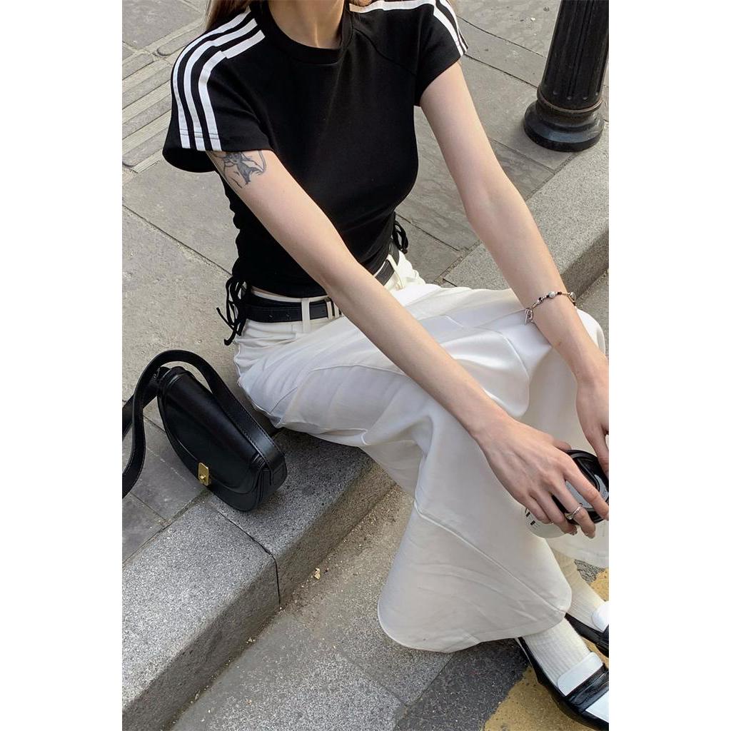 Áo Thun Tay Ngắn Dáng Ôm Phối Dây Rút Dễ Phối Đồ Thời Trang Cho Bạn Gái 64259