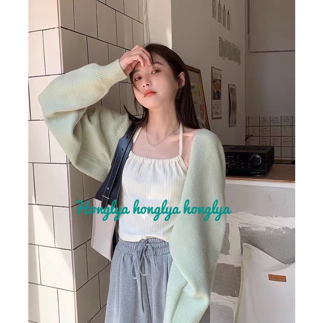 Áo len cadigan tay bồng dáng ngắn phong cách Ullzzáng