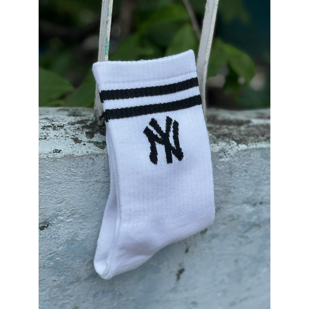 Tất N/Y 2 SỌC cao cổ, Tất cổ cao thể thao nam nữ in chữ N/Y cotton cao cấp