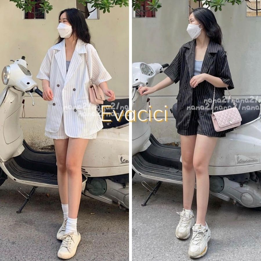 {EVACICI} Blazer NGẮN TAY 1 lớp ulzzang, áo khoác Blazer kiểu vest 1 lớp CỘC TAY 3 màu HOT HIT | BigBuy360 - bigbuy360.vn