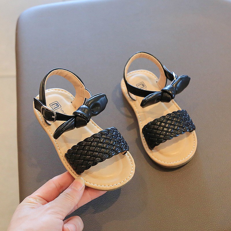 Dép sandal cho bé gái - Sandal quai đan ngang phối nơ xinh chính hãng MG Baby chất da mềm mẫu mới nhất V732