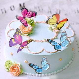đồ trang trí bánh kem [FREESHIP❤️] Gói 10 bướm nhựa 3D đủ size
