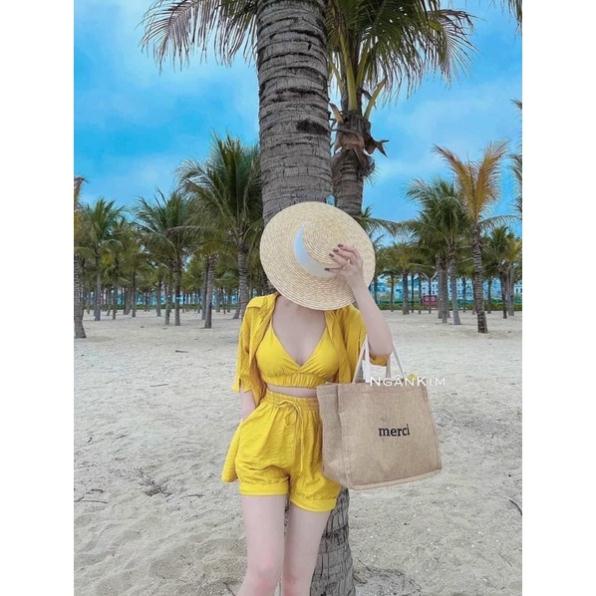 Set đũi vàng đi biển 3 món sexy Clara Siêu Xinh
