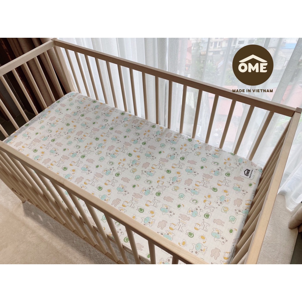 Ga chun Cotton bọc đệm giường nhựa Holla 60x140cm cho bé nhiều họa tiết động vật đáng yêu chun 4 góc không bai không xù