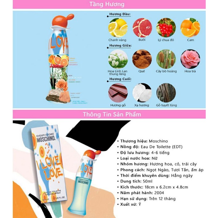 Nước Hoa nữ  Moschino I Love Love Cheap & Chic EDT 50ML