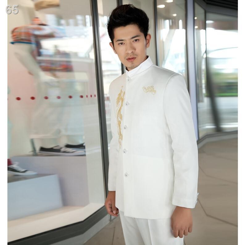2017 Trang phục chủ nhà kiểu Trung Quốc áo dài nam người lớn dàn hợp xướng sứ xanh và trắng Đàn ôngR