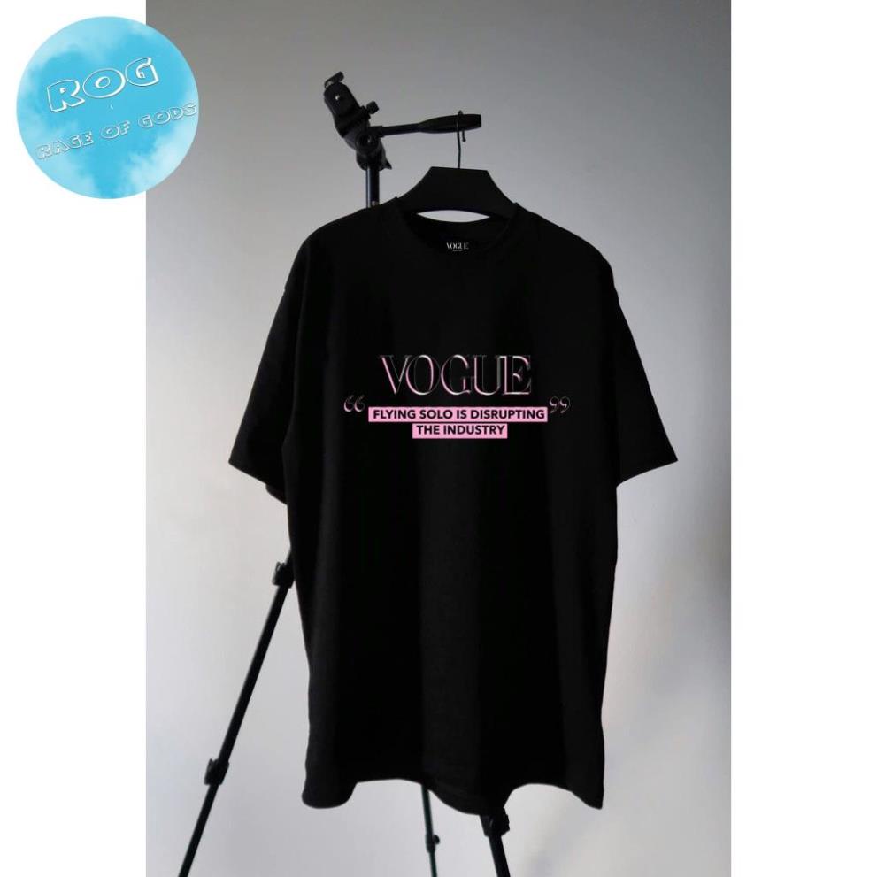 Áo thun tay lỡ VOUGUE Chữ Đen Hồng, áo phông Unisex nam nữ chất Cotton Form Rộng